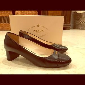 Prada Black Leather Classic Heels